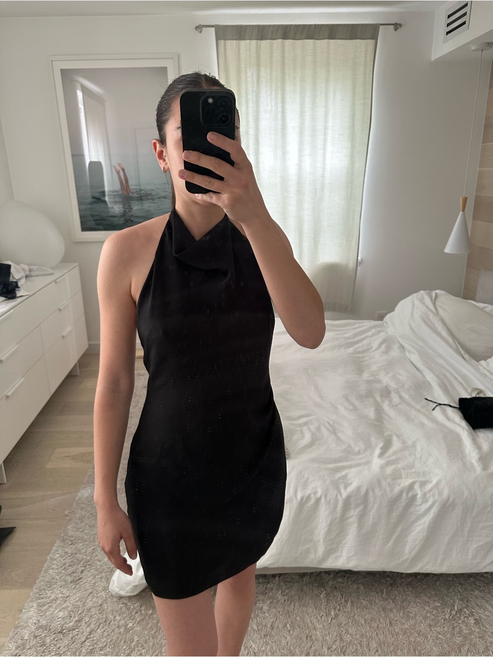 Aritzia Babaton Black Halter Mini Dress